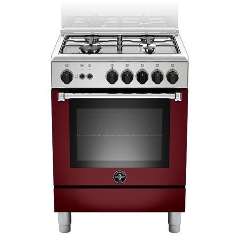 Cucina a Gas AMN664GVIV 4 Fuochi a Gas Forno a Gas Ventilato Classe A+ Dimensioni 60 x 60 cm Colore Vino Serie Americana - Foto 1