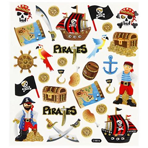 Fancy Glitter Adesivi, Foglio 15x16,5 Cm, Pirati, 1 Foglio - Foto 3