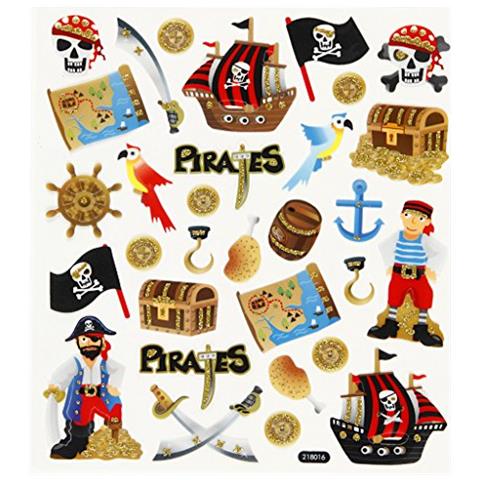 Fancy Glitter Adesivi, Foglio 15x16,5 Cm, Pirati, 1 Foglio - Foto 1