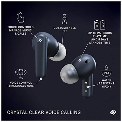 URBANISTA - Auricolari Wireless London, Cuffie cancellazione rumori Attiva,  25 Ore di Riproduzione, Custodia Ricarica Wireless, Bluetooth 5.0, chiamate  vocali pulite, Compatibile Android iOS - Blu - ePRICE