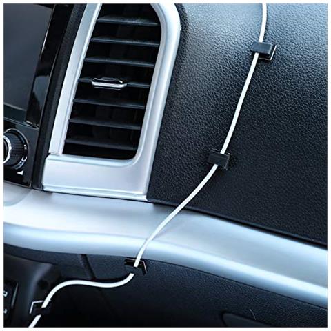 Clips 50 Clip Per Cavi Pack Autoadesivo Clip Filo Elettrico Gestione Dei Cavi Per Auto In Ufficio E Casa (13 X 10 Mm Nero)  - Foto 4