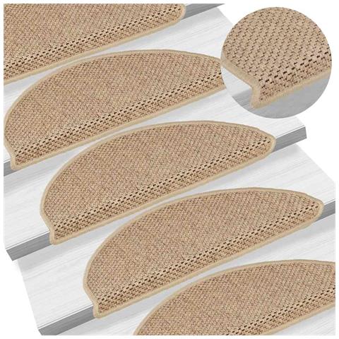 Tappeti Autoadesivi Scale Aspetto Sisal 15 pz 65x21x4 cm Sabbia - Foto 2
