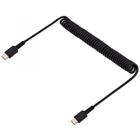 Cavo USB C Ricarica Veloce da 1m; Cavetto USB tipo C 2.0 Spiralato di Alimentazione e Sincronizzazione; Resistente Cavo USB C /USB C in Fibra Aramidica, Maschio-Maschio, TPE - Nero - Foto 3