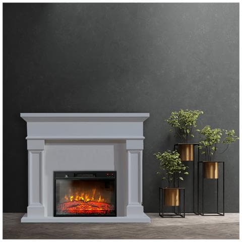 camini elettrici Marisa bianco camino elettrico, con effetto sonoro, L120xH102cm - Foto 1