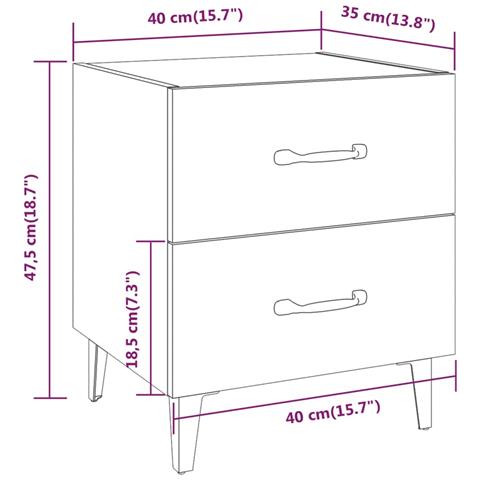 Comodino Rovere Sonoma 40x35x47,5 Cm - Foto 6