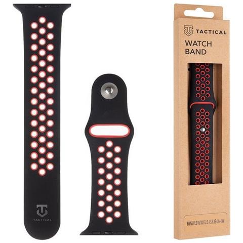Cinturino 163 Originale Silicone Per Apple Watch 1-2-3-4-5-6-7-8-se 42 44 45mm Black Red - Foto 1
