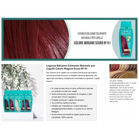 Balsamo Colorante Per Capelli Colore Mogano Scuro Nº 61 ""leganza"" Colorante Senza Ammoniaca |arricchito Con Oli Naturali - Foto 8