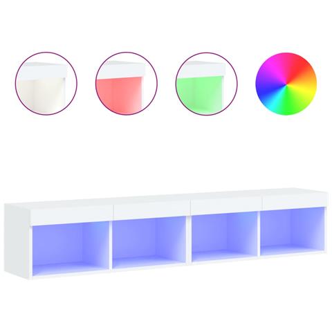 Mobili Porta Tv Con Luci Led 2 Pz Bianchi 80x30x30 Cm - Foto 2