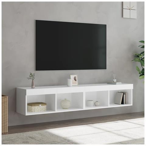 Mobili Porta Tv Con Luci Led 2 Pz Bianchi 80x30x30 Cm - Foto 1