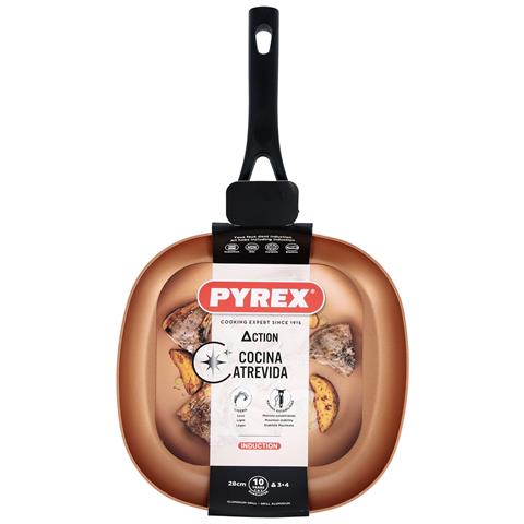 Padella Griglia Liscia Action Quadrato Metallo Ø 28 Cm - Foto 1