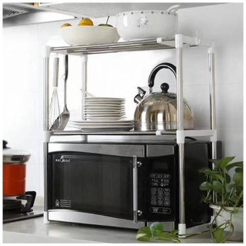 Mensola Microonde Regolabile NLMWTI Con Ganci - Salvaspazio, Carico Fino A 50 Kg, Nero/Bianco - Foto 4