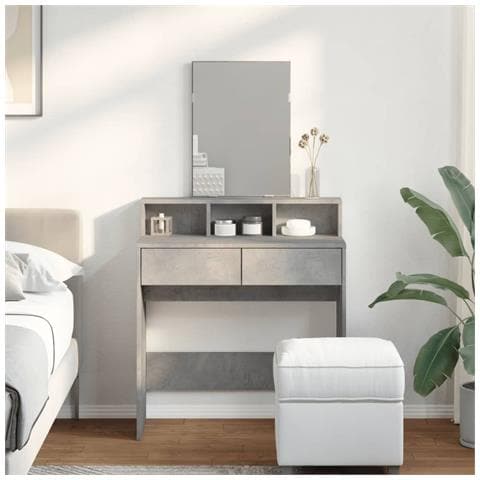 Toeletta Con Specchio Grigio Cemento 80x41x144,5 Cm - Foto 3