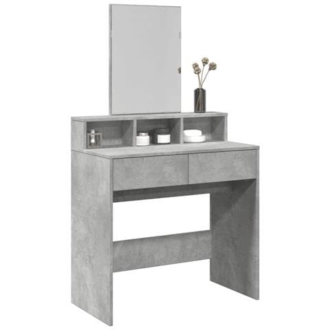 Toeletta Con Specchio Grigio Cemento 80x41x144,5 Cm - Foto 1
