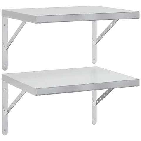 Mensole A Muro 2 Pz 50x40 Cm Argento In Acciaio Inossidabile - Foto 1
