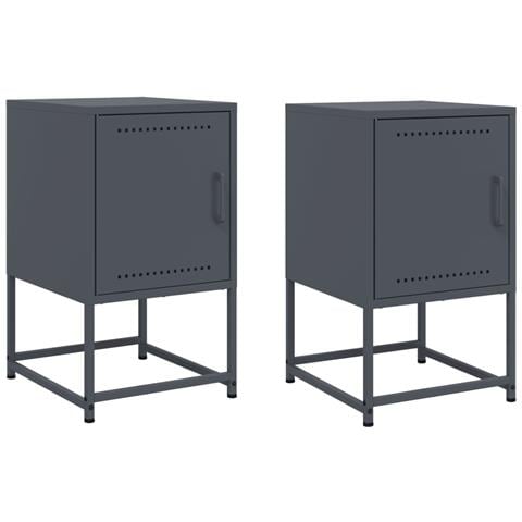 Comodini 2 Pz Antracite 36x39x60,5 Cm In Acciaio - Foto 1