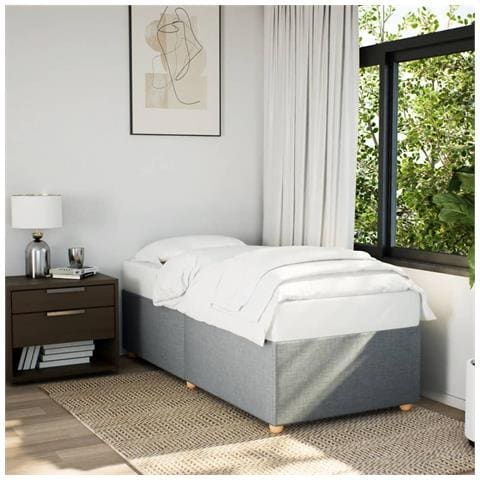 Giroletto Senza Materasso Grigio Chiaro 80x200 Cm Tessuto - Foto 1