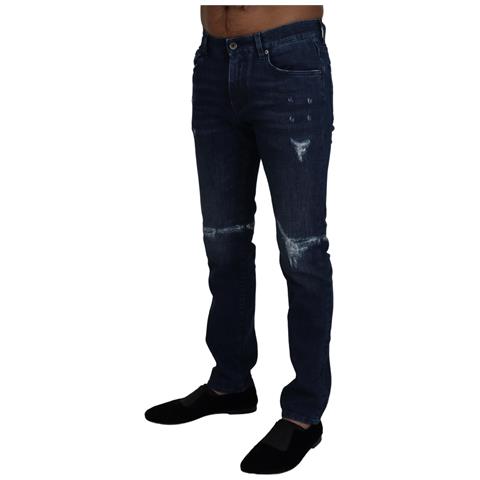 Jeans Skinny In Denim Strappato Di Cotone Blu - It44 - Xs - Foto 2
