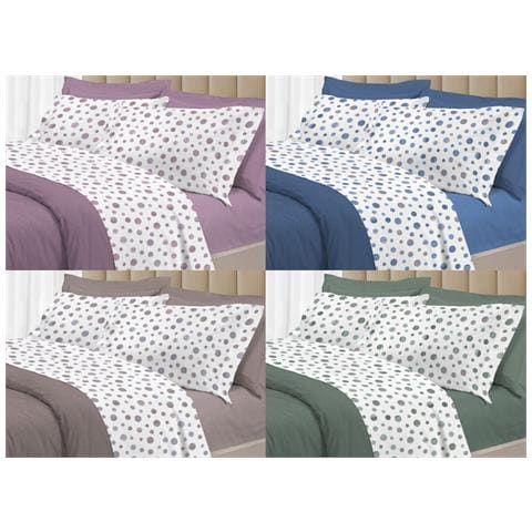 Completo Lenzuola Letto 100% Cotone Made Italy 3027 Disegno Dandy Piazza E Mezza Blu - Foto 2