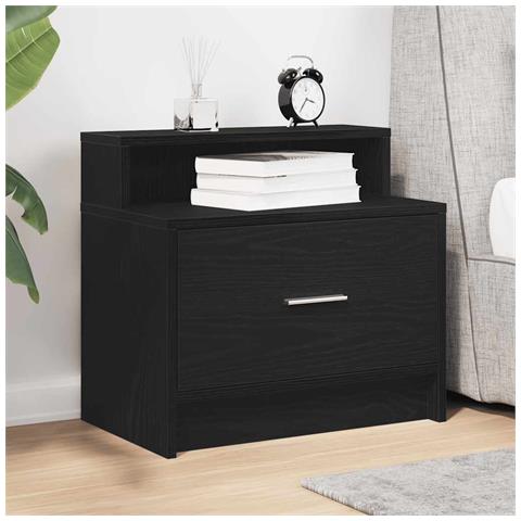 Comodino Con Cassetto Rovere Nero 51x31x47 Cm - Foto 3