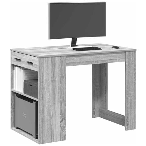 Scrivania Con Cassetto Ripiano Grigio Sonoma Legno Multistrato - Foto 1