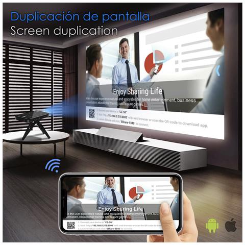 Mini Videoproiettore Portatile Led P09 Ii, Dlp. Android 9.0, Wi-fi, Pannello Touch. Batteria Ricaricabile. Clonazione Schermo. Netflix, Youtube, Ecc. 14,5x8x1,75 Cm. Colore Nero - Foto 2