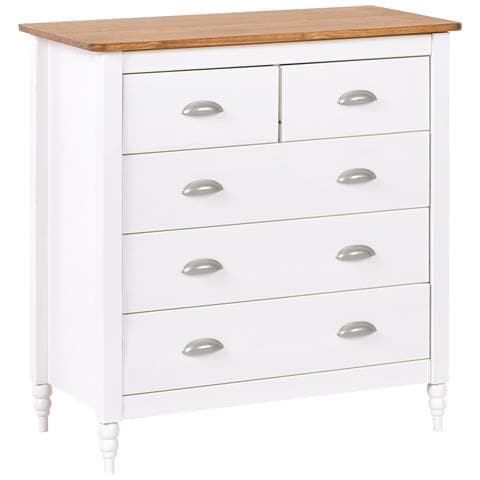 Cassettiera A 5 Cassetti Shillington Legno Di Pino Bianco - Foto 2