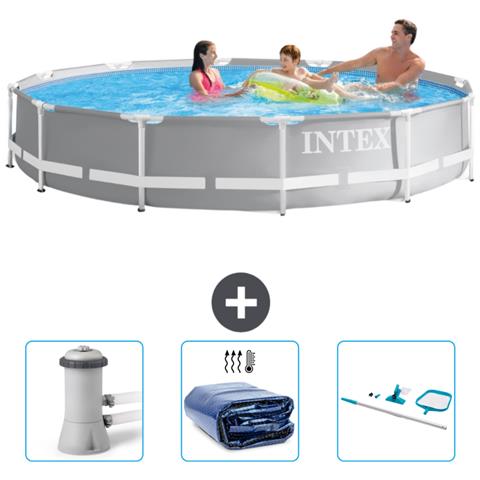 Piscina Fuori Terra - In Giro - 366x366x76 Cm - Grigio - Include Accessori Coordinati Cb78 - Foto 1