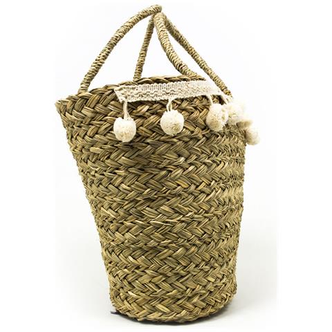 Borsa Mare Borsone Grande Spiaggia Piscina Beach Intrecciata Cool Borsa Pon Pon - Foto 2