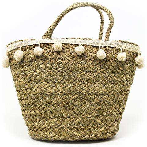Borsa Mare Borsone Grande Spiaggia Piscina Beach Intrecciata Cool Borsa Pon Pon - Foto 1
