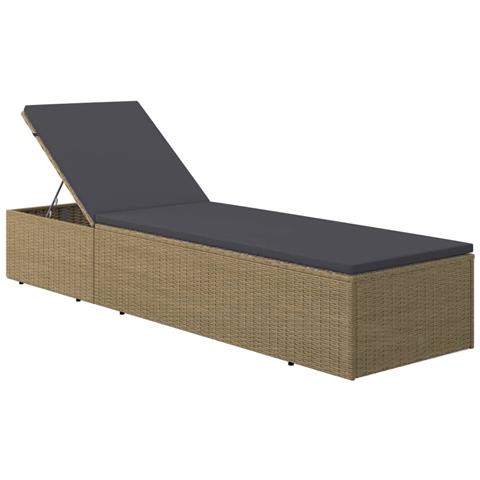 Lettino Prendisole In Polyrattan Marrone E Grigio Scuro - Foto 1