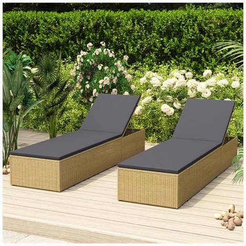 Lettino Prendisole In Polyrattan Marrone E Grigio Scuro - Foto 8