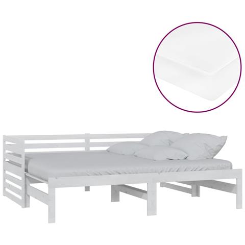 Dormeuse Estraibile 2x (90x200) Cm Bianca In Massello Di Pino - Foto 1