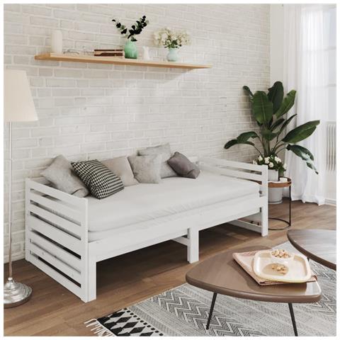 Dormeuse Estraibile 2x (90x200) Cm Bianca In Massello Di Pino - Foto 2