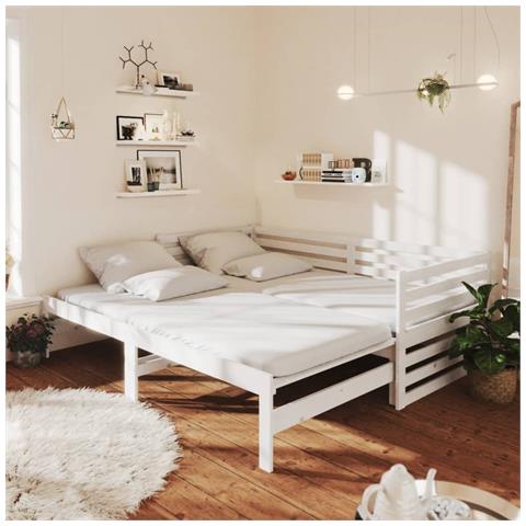 Dormeuse Estraibile 2x (90x200) Cm Bianca In Massello Di Pino - Foto 8