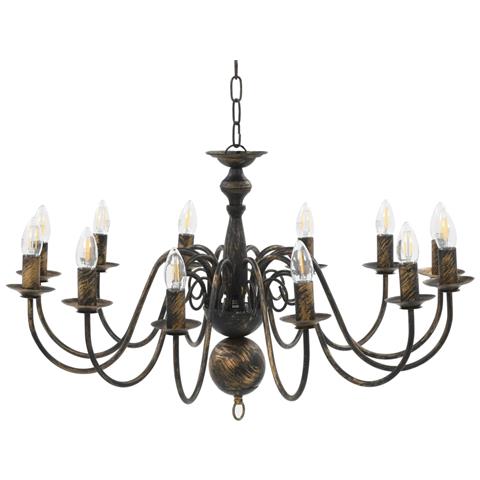 Lusso Casadino - Candelabro Stile Anticato Nero 12 Lampadine E14 - Foto 1