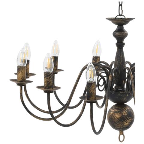 Lusso Casadino - Candelabro Stile Anticato Nero 12 Lampadine E14 - Foto 7