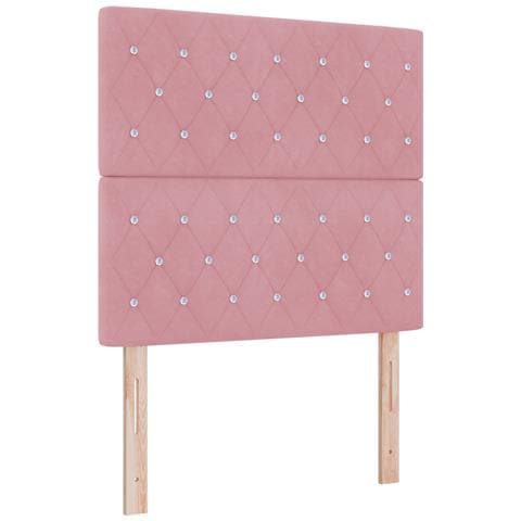Testiera con bottoni in cristallo tufted rosa 100 cm velluto, Testiera con bottoni in cristallo tufted rosa 200 cm velluto - Foto 1
