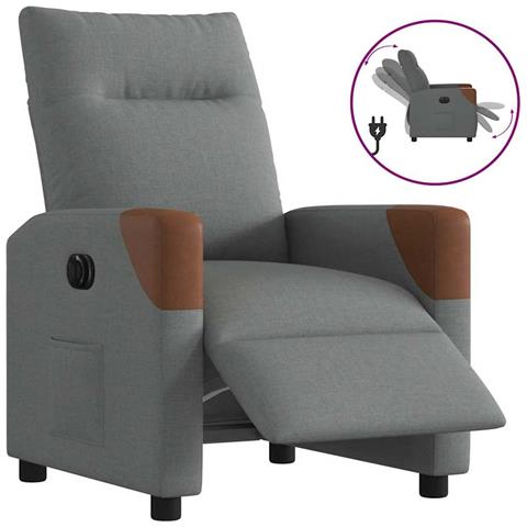 Poltrona Elettrica Reclinabile Grigio Scuro in Tessuto - Foto 1