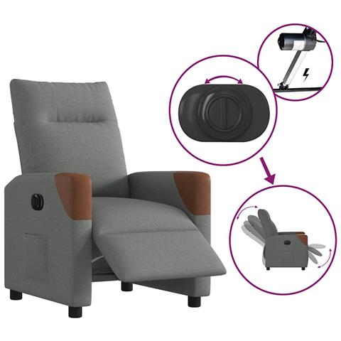 Poltrona Elettrica Reclinabile Grigio Scuro in Tessuto - Foto 9