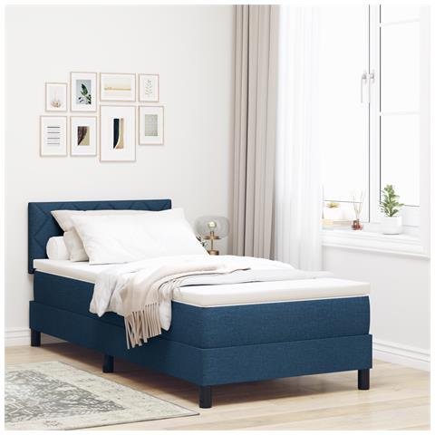 Letto con Box Spring Blu 90x190 cm Tessuto - Foto 2