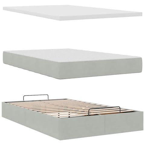 Pouf Letto con Materasso e LED Grigio Chiaro 120x190cm Velluto - Foto 9