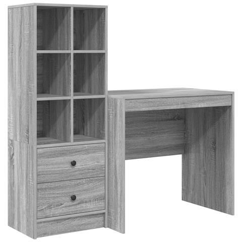 Scrivania con Archiviazione Grigio Sonoma Legno ingegnerizzato, Scrivania Grigio Sonoma 80x50x76 cm Legno ingegnerizzato - Foto 1