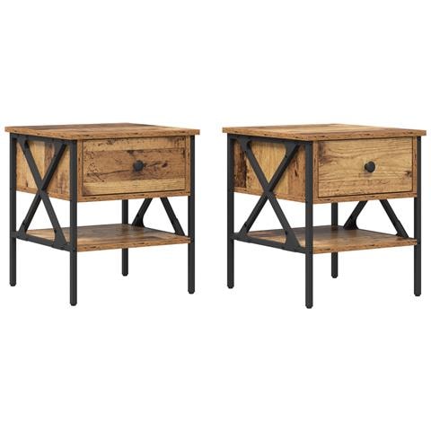 Comodini 2 pcs Legno Vecchio 40x42x45 cm Legno Ingegnerizzato - Foto 1