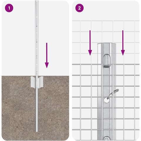 Recinzione in Filo Saldato con 22 Pali U Argentati 0.5x50 m Acciaio - Foto 9