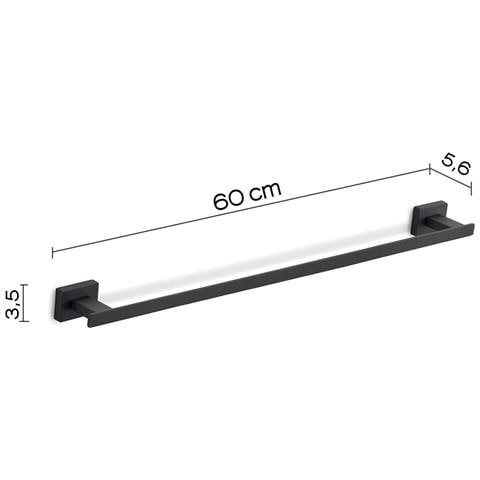 Portasalviette Cm 60 Da Muro In Acciaio Inox E Cromall 4421-60 Serie Atena Nero Opaco - Foto 2