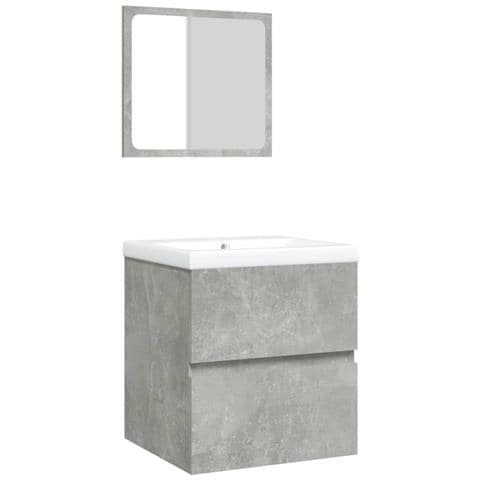 Mobile da Bagno con Lavabo e Specchio Grigio Cemento - Foto 1