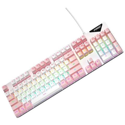 Tastiera Meccanica Cablata Retroilluminata Arcobaleno Interruttore Blu Hot-swappable 104 Tasti White+pink - Foto 1