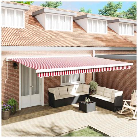 Tenda Retrattile Rosso e Bianco 500 × 300 cm Tessuto e Metallo - Foto 2