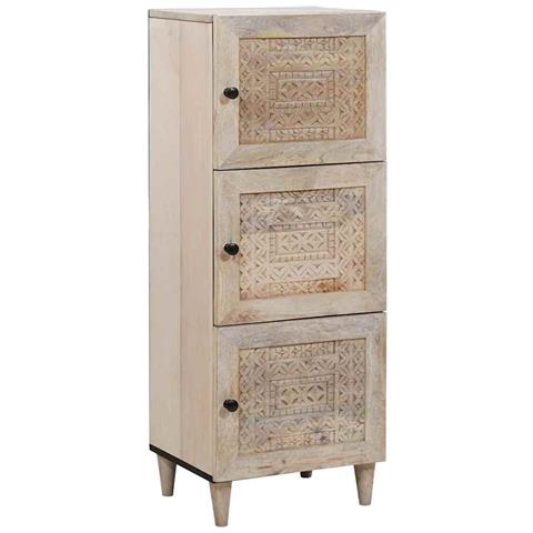Credenza Bianco 40 x 33 x 110 cm legno massello di mango - Foto 1