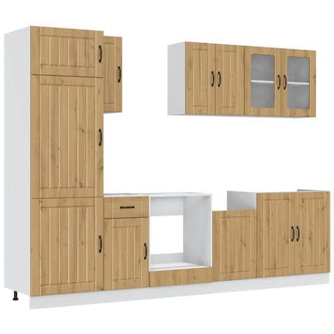 Set Mobili da Cucina 8 pz Kalmar Rovere Artigianale Truciolato - Foto 1